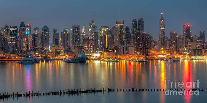 New York City Skyline at Dusk Wall Art