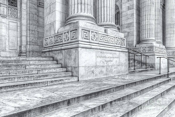 Wall Art featuring the photograph New York Public Library Columns And Stairs IV by Clarence Holmes