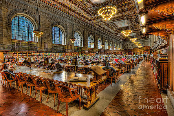 Wall Art featuring the photograph New York Public Library Main Reading Room II by Clarence Holmes
