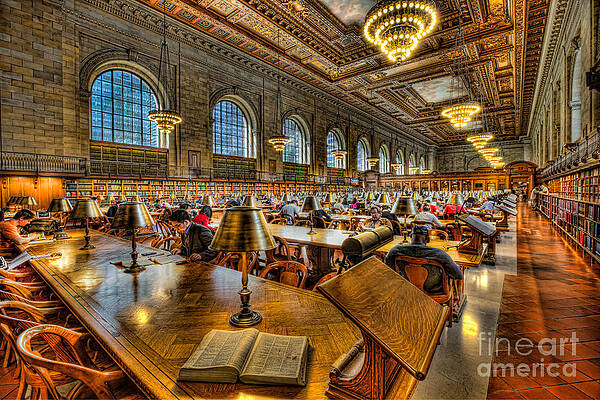 Wall Art featuring the photograph New York Public Library Main Reading Room III by Clarence Holmes