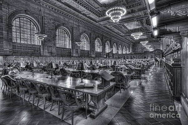 Wall Art featuring the photograph New York Public Library Main Reading Room V by Clarence Holmes