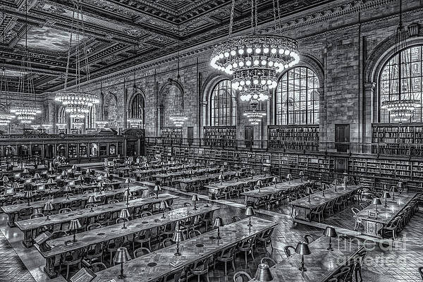Wall Art featuring the photograph New York Public Library Main Reading Room X by Clarence Holmes