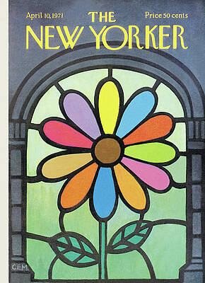 Church Wall Art featuring the painting New Yorker April 10th, 1971 by Charles E Martin