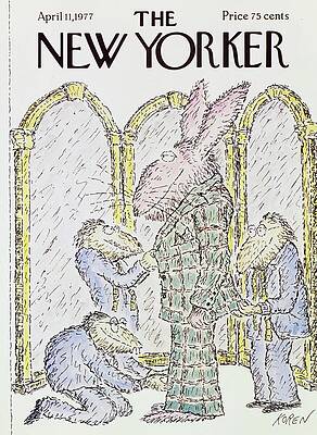 Rabbit Painting - New Yorker April 11th 1977 by Edward Koren