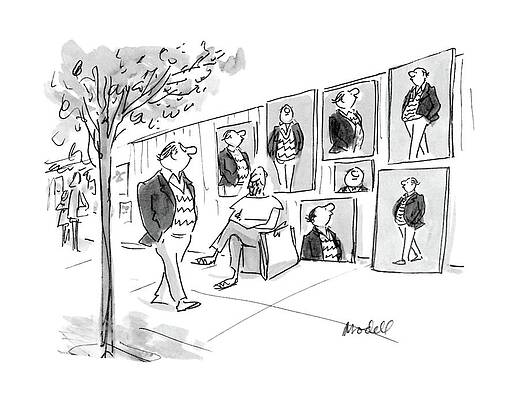 Display Wall Art featuring the drawing New Yorker April 11th, 1988 by Frank Modell
