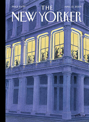 Rabbits in an Illuminated Building Painting