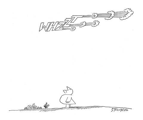 Sky Drawing - New Yorker April 16th, 1960 by Saul Steinberg