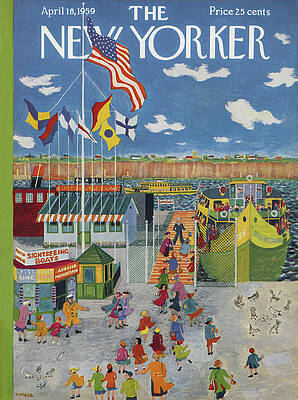 Lively New Yorker Harbor Scene Wall Art