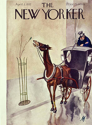 Vintage Horse-Drawn Carriage on City Street Painting