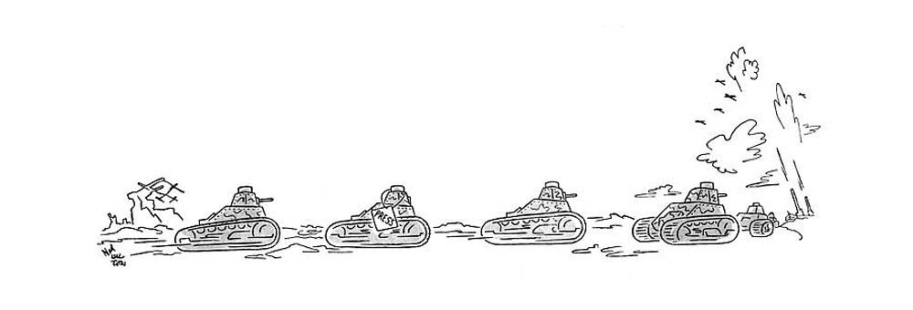 Battle Wall Art featuring the drawing New Yorker April 20th, 1940 by Ned Hilton