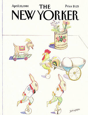 Rabbit Painting - New Yorker April 20th, 1981 by Saul Steinberg