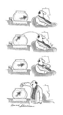 4 Wall Art featuring the drawing New Yorker April 20th, 1987 by Bernard Schoenbaum