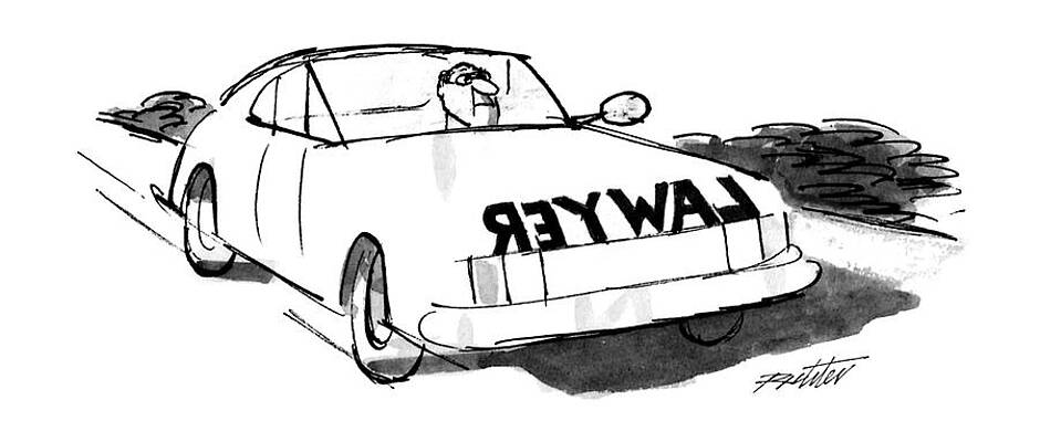 Humorous Lawyer Car Cartoon Wall Art