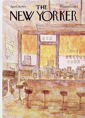 Vintage Coffee Shop Scene Painting