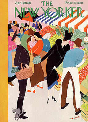 Colorful Market Day in 1932 Painting