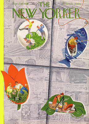 Fish Painting - New Yorker April 30, 1938 by Roger Duvoisin