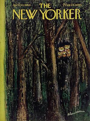 Owls in a Mysterious Forest Painting