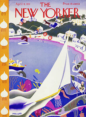 Sailing in a Vibrant Coastal Town Painting