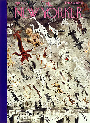 Rain Wall Art featuring the painting New Yorker April 4 1936 by Harry Brown