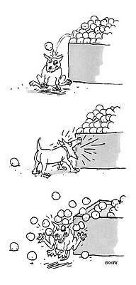 Humorous Dog and Ball Cartoon Wall Art