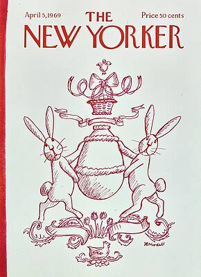Rabbit Painting - New Yorker April 5th 1969 by Frank Modell