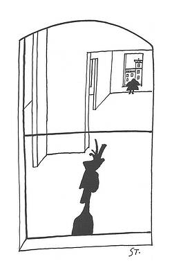 Outline Drawing - New Yorker April 6th, 1957 by Saul Steinberg