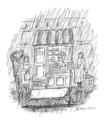 Rain Wall Art featuring the drawing New Yorker April 6th, 1998 by Barbara Smaller