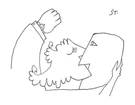 Clock Drawing - New Yorker August 10th, 1957 by Saul Steinberg