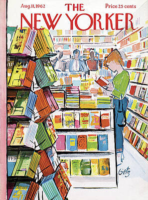 Vintage Bookstore Scene Painting