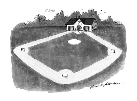Charming House on a Baseball Field Wall Art