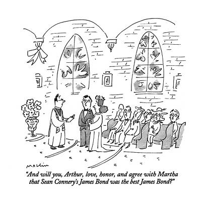 Humorous Wedding Ceremony Cartoon Wall Art