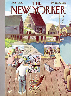 Coastal Wall Art featuring the painting New Yorker August 15th, 1953 by Charles E Martin