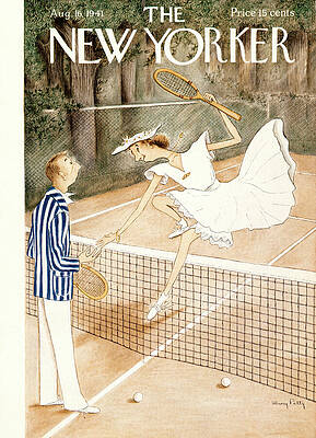 Vintage Tennis Match Painting