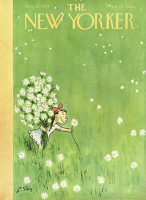 Girl with Flowers in Meadow Wall Art