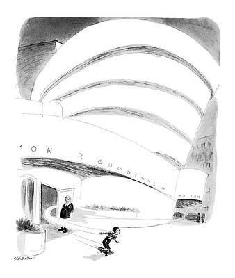 Skateboarding at the Guggenheim Museum Wall Art