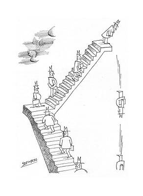 Professional Drawing - New Yorker August 20th, 1966 by Saul Steinberg