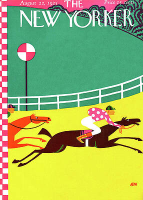 Horse Racing on New Yorker Cover Wall Art