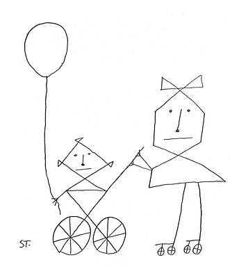 Minimalistic Family with Balloon Drawing