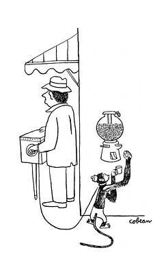 Monkey Drawing - New Yorker August 26th, 1944 by Sam Cobean