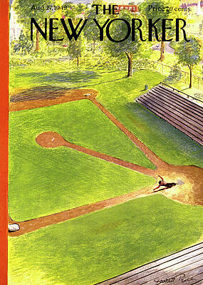 Vintage Baseball Field Scene Painting