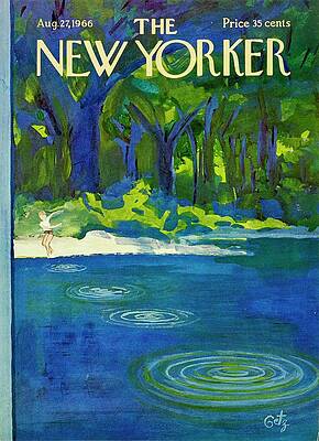 Skipping Stones at the Lakeside Painting