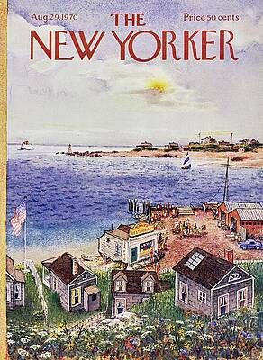 Coastal Village Scene on Magazine Cover Wall Art