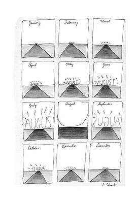 Playful Calendar with Surreal August Drawing