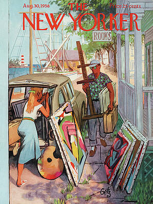 Artists Unloading Paintings by the Harbor Wall Art