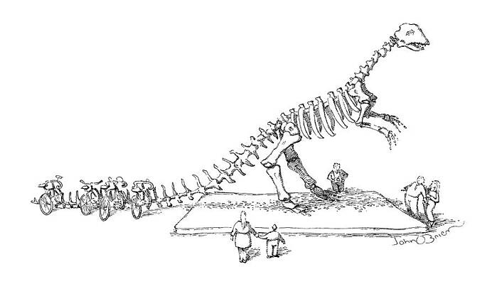 Dinosaur Skeleton with Observers Wall Art