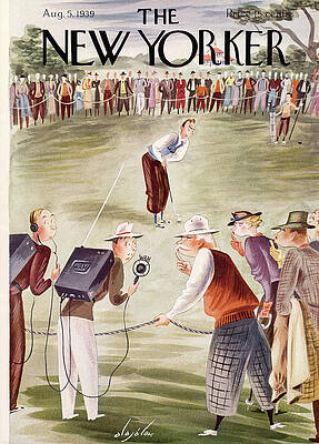 Vintage Golf Tournament Scene Painting