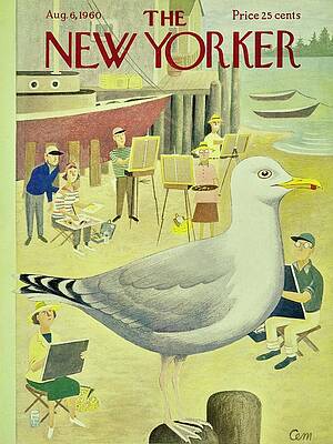 Seagull Wall Art featuring the painting New Yorker August 6th 1960 by Charles E Martin