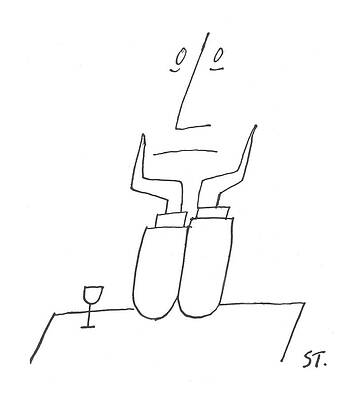 Abstract Horned Figure with Glass Drawing