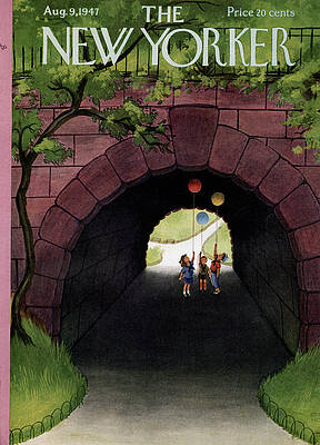 Children with Balloons under Stone Archway Wall Art