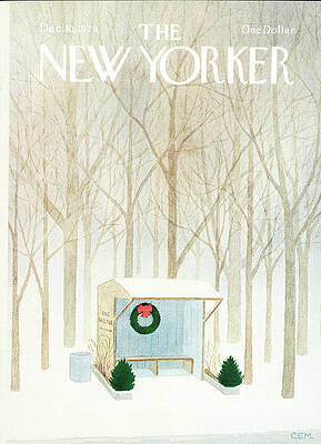 Winter Bus Shelter Scene Wall Art